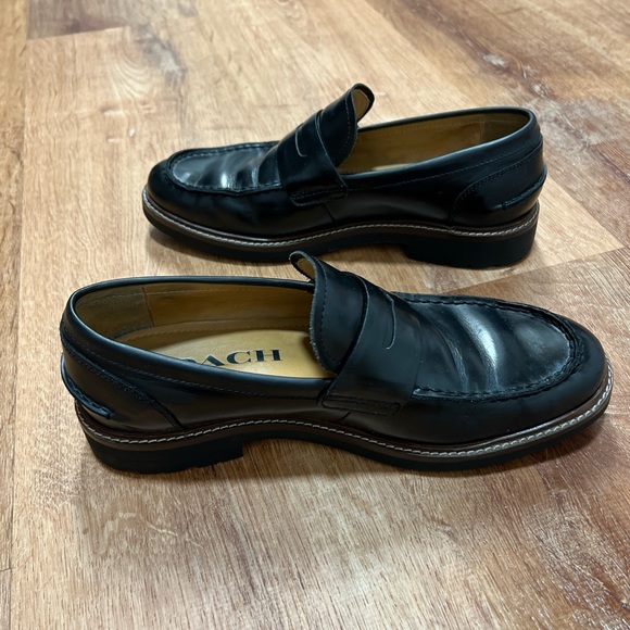 Coach Men's Leather Signature Penny Loafers Smooth Black Size 42/9 - Picture 5 of 11